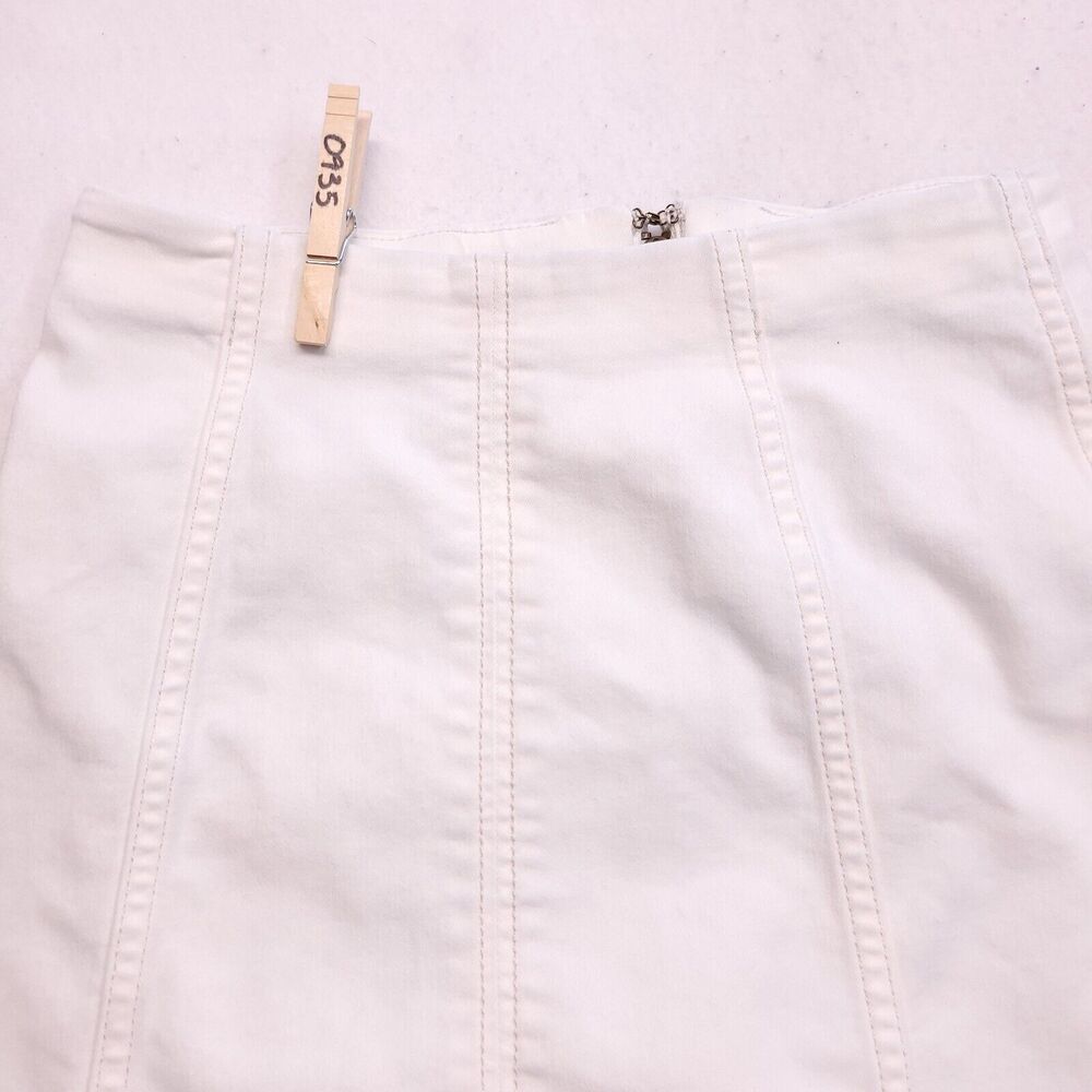 People Tree Zip Up Casual Light Wash Skirt Womens Size 2 White